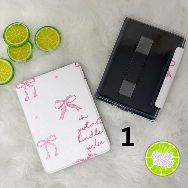 The Girlie Collection Kindle Case | Floral & Bow Clear Back with Hand Strap Case | Kindle Paperwhite 11th 12th Gen Colorsoft | Girly Kindle