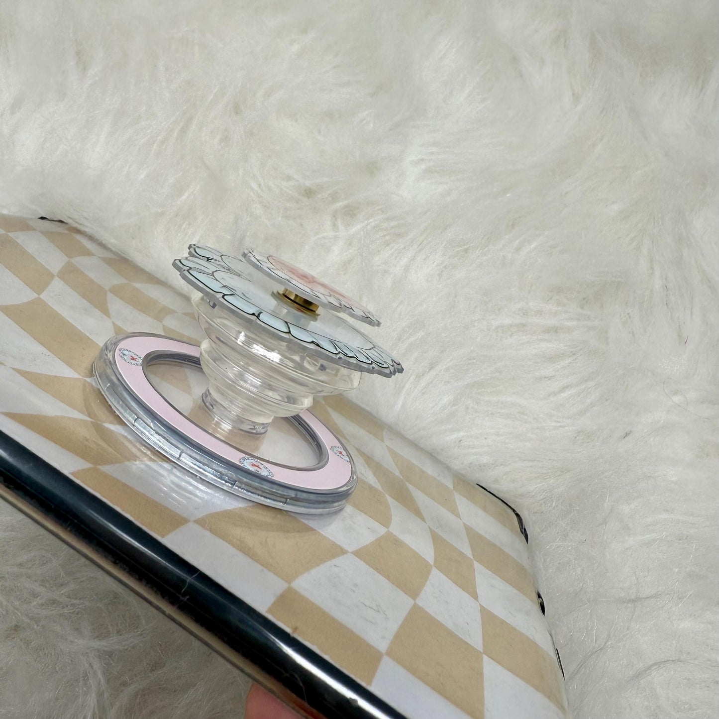 Kindle Grip Magsafe | Heart Ruffle Design | Tablet & E-Reader Stand + Holder | Cute Pop Grip for Kindle Paperwhite, Oasis, Scribe Phone Grip