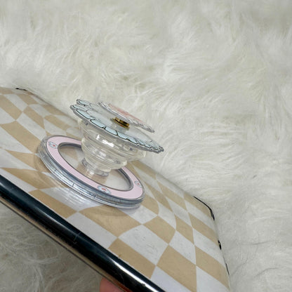 Kindle Grip Magsafe | Heart Ruffle Design | Tablet & E-Reader Stand + Holder | Cute Pop Grip for Kindle Paperwhite, Oasis, Scribe Phone Grip