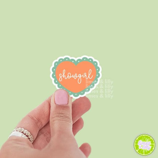 Showgirl Coquette Scallop Heart Vinyl Sticker | Cute Stickers | Kindle Stickers | Girly Stickers | Trendy Stickers
