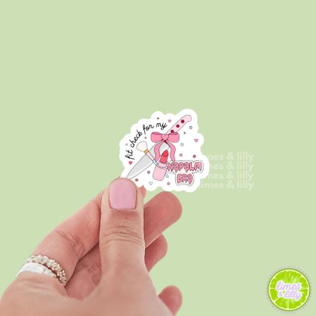 Fit Check for My Napalm Era Vinyl Sticker | Demon Hunters Cute Pink Bow Aesthetic Vinyl Sticker | Kawaii Anime Inspired Sticker | Kindle