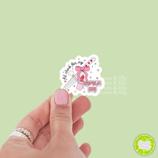 Fit Check for My Napalm Era Vinyl Sticker | Demon Hunters Cute Pink Bow Aesthetic Vinyl Sticker | Kawaii Anime Inspired Sticker | Kindle