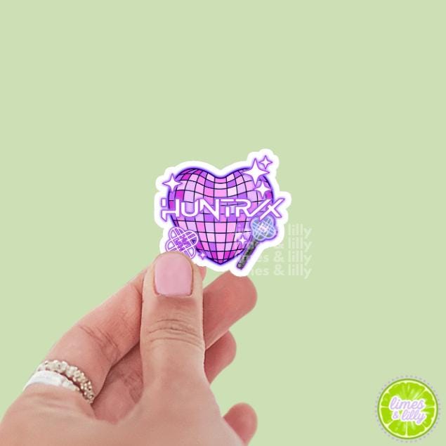 Huntrix Purple Disco Ball Heart Vinyl Sticker | Demon Hunters Sticker | Kawaii Anime Inspired Sticker | Kindle Sticker