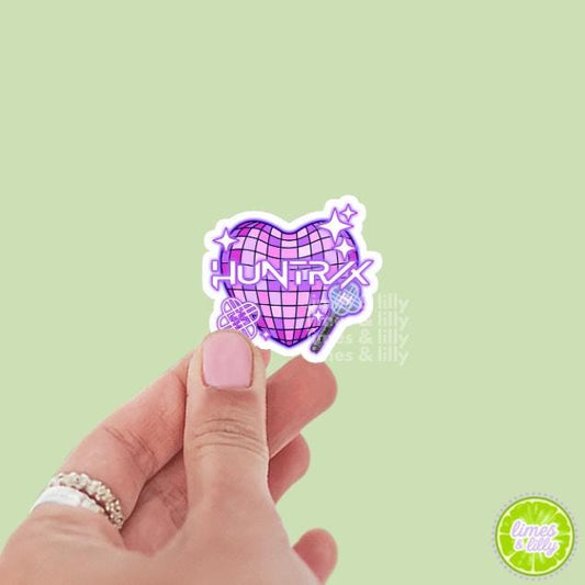 Huntrix Purple Disco Ball Heart Vinyl Sticker | Demon Hunters Sticker | Kawaii Anime Inspired Sticker | Kindle Sticker