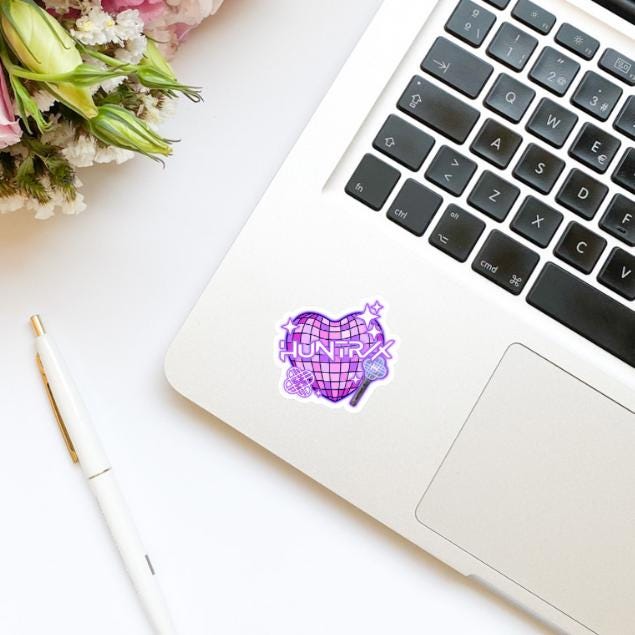 Huntrix Purple Disco Ball Heart Vinyl Sticker | Demon Hunters Sticker | Kawaii Anime Inspired Sticker | Kindle Sticker