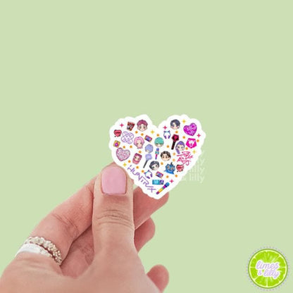 Huntrix Saja Boys Cute Heart Vinyl Sticker | Demon Hunters Sticker | Kawaii Anime Inspired Sticker | Kindle Sticker