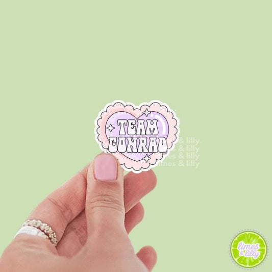 Team Conrad Scallop Heart Coquette Vinyl Sticker | TSITP Vinyl Sticker | Kindle Stickers | Cute Stickers | Bookish Stickers