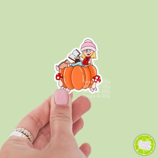 Y2K 90s Lizzie Fall Pumpkin Cottagecore Mushrooms Cartoon Vinyl Sticker | Bookish Stickers | Kindle Stickers | Decal | Retro | Nostalgia
