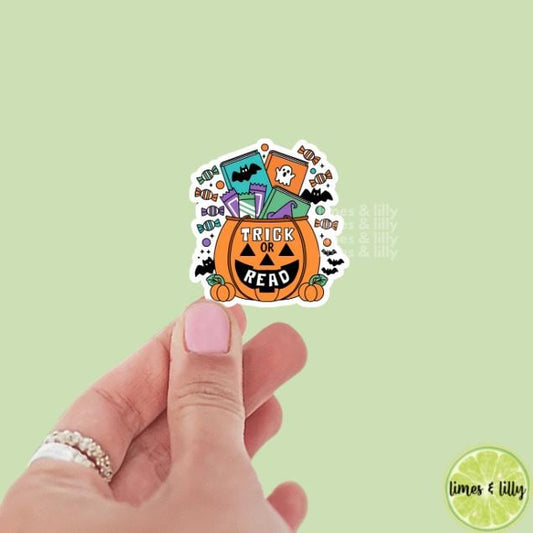 Trick or Read Pumpkin Candy Halloween Fall Vinyl Sticker | Girly Sticker | Kindle Stickers | Bookish Stickers