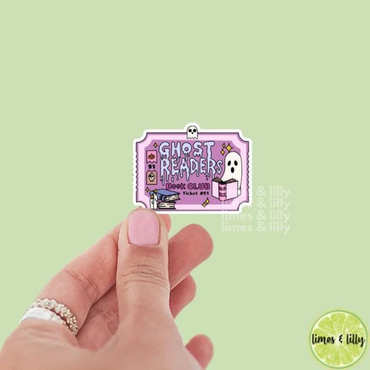 Ghost Readers Book Club Ticket Halloween Fall Vinyl Sticker | Girly Sticker | Kindle Stickers | Bookish Stickers