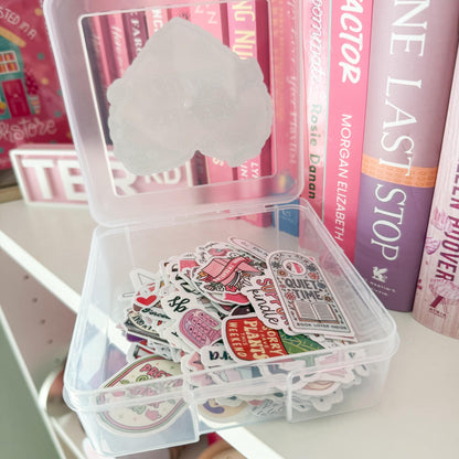 Sticker Girlie Heart Storage Box | Kindle Stickers Holder | Sticker Storage Box | Sticker Box | Gift for Book Lover | Organizer for Stickers