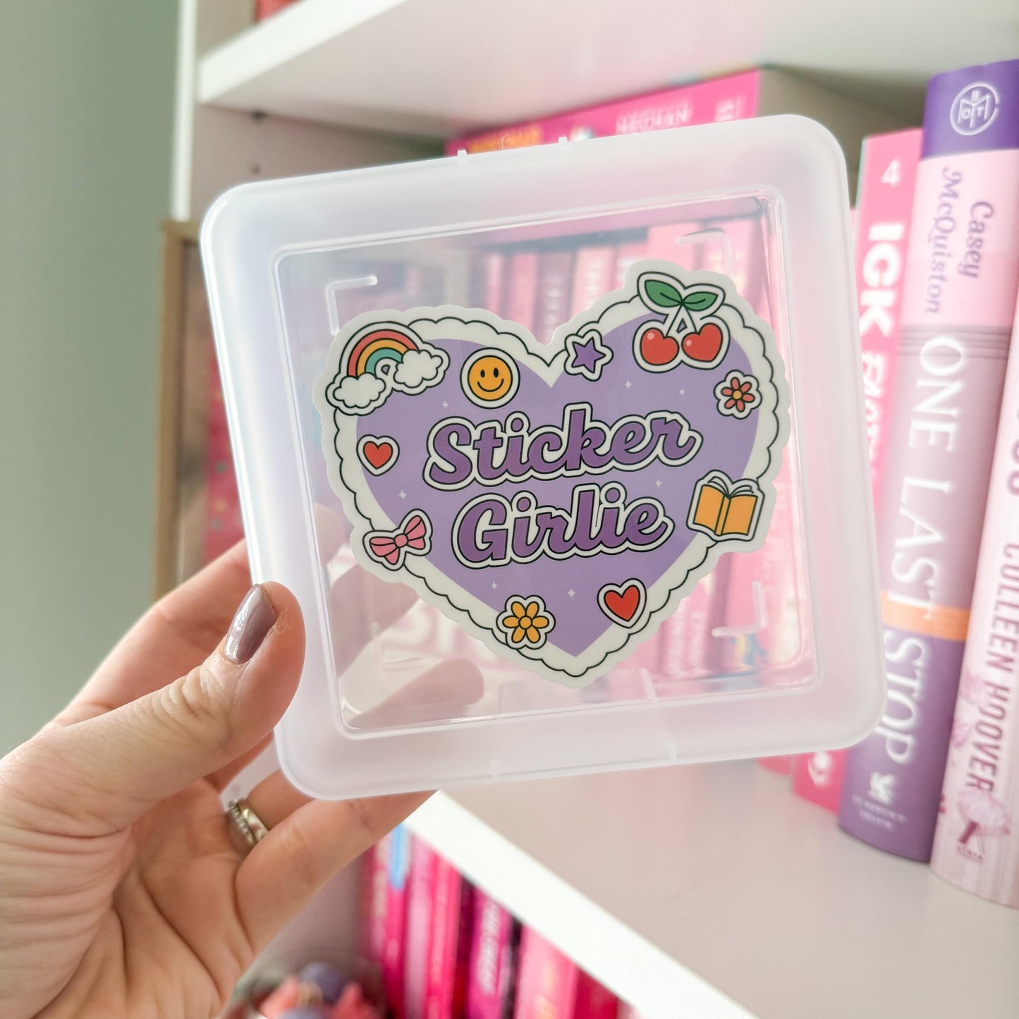 Sticker Girlie Heart Storage Box | Kindle Stickers Holder | Sticker Storage Box | Sticker Box | Gift for Book Lover | Organizer for Stickers