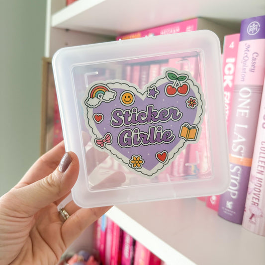 Sticker Girlie Heart Storage Box | Kindle Stickers Holder | Sticker Storage Box | Sticker Box | Gift for Book Lover | Organizer for Stickers