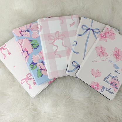 The Girlie Collection Kindle Case | Floral & Bow Clear Back with Hand Strap Case | Kindle Paperwhite 11th 12th Gen Colorsoft | Girly Kindle