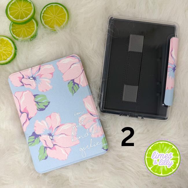 The Girlie Collection Kindle Case | Floral & Bow Clear Back with Hand Strap Case | Kindle Paperwhite 11th 12th Gen Colorsoft | Girly Kindle