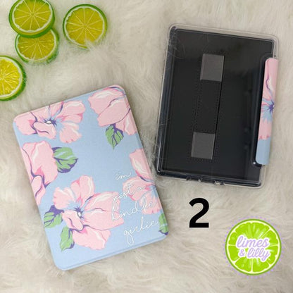 The Girlie Collection Kindle Case | Floral & Bow Clear Back with Hand Strap Case | Kindle Paperwhite 11th 12th Gen Colorsoft | Girly Kindle
