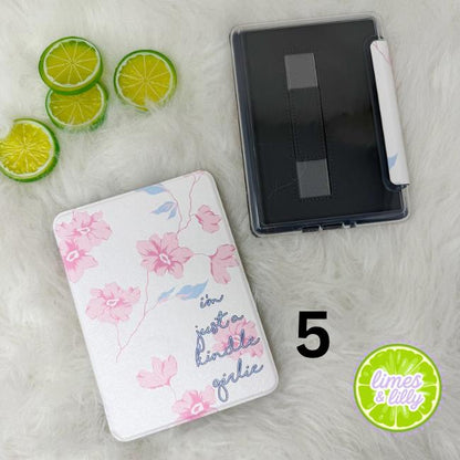 The Girlie Collection Kindle Case | Floral & Bow Clear Back with Hand Strap Case | Kindle Paperwhite 11th 12th Gen Colorsoft | Girly Kindle