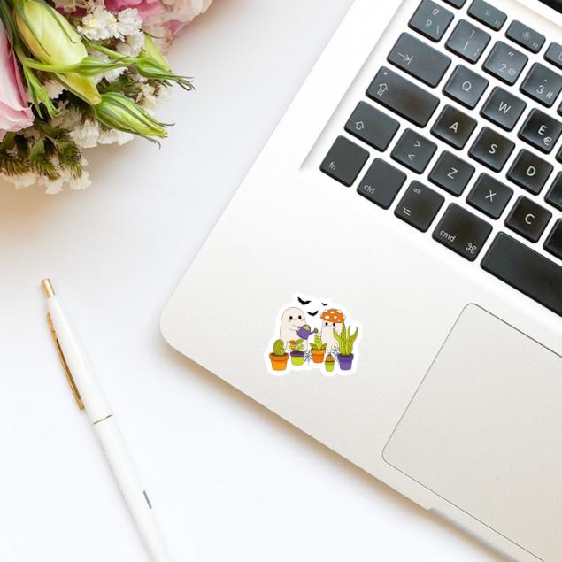 Ghosts Watering Spooky Plants Vinyl Sticker | Water Bottle Sticker | Cute Stickers | Kindle Stickers | Halloween Stickers | Plant Mom | Fall