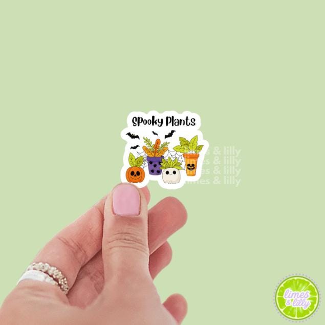 Spooky Plants Cute Vinyl Sticker | Water Bottle Sticker | Trendy Stickers | Kindle Stickers | Halloween Stickers | Plant Mom | Fall