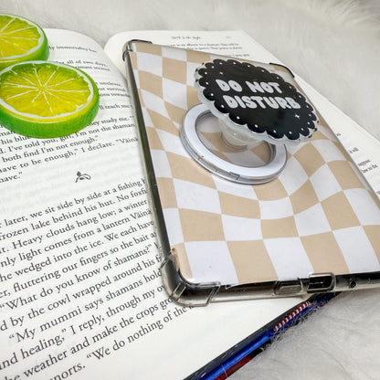 Do Not Disturb Black Scallop Circle Magnetic MagSafe Kindle Grip | Pop Grip | Kindle Accessories | MagSafe Kindle Grip | Phone Grip