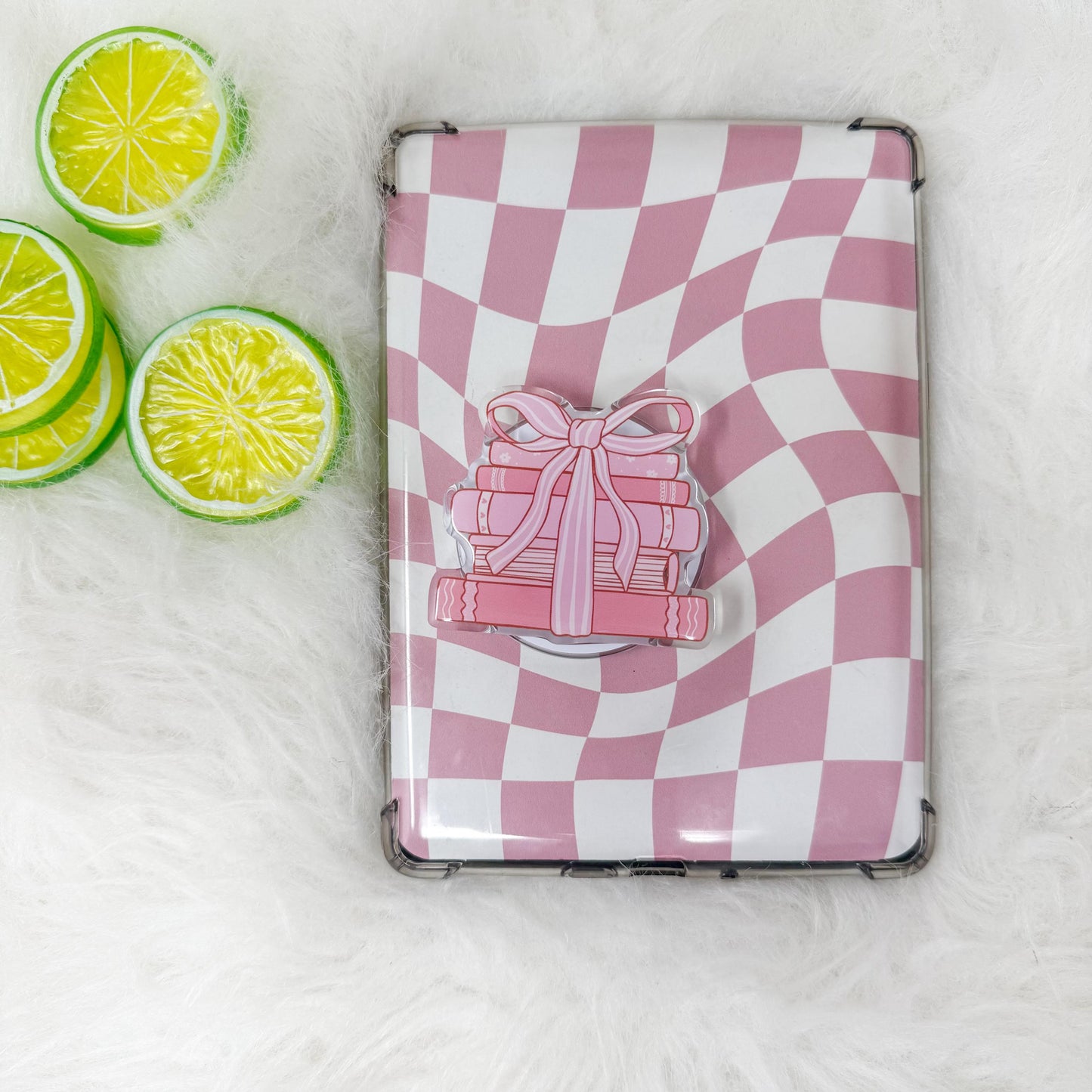 Coquette Cute Bookstack Book Stack Pink Ribbon Magnetic MagSafe Kindle Grip | Pop Grip | Kindle Accessories | Phone Grip | E-reader Grip