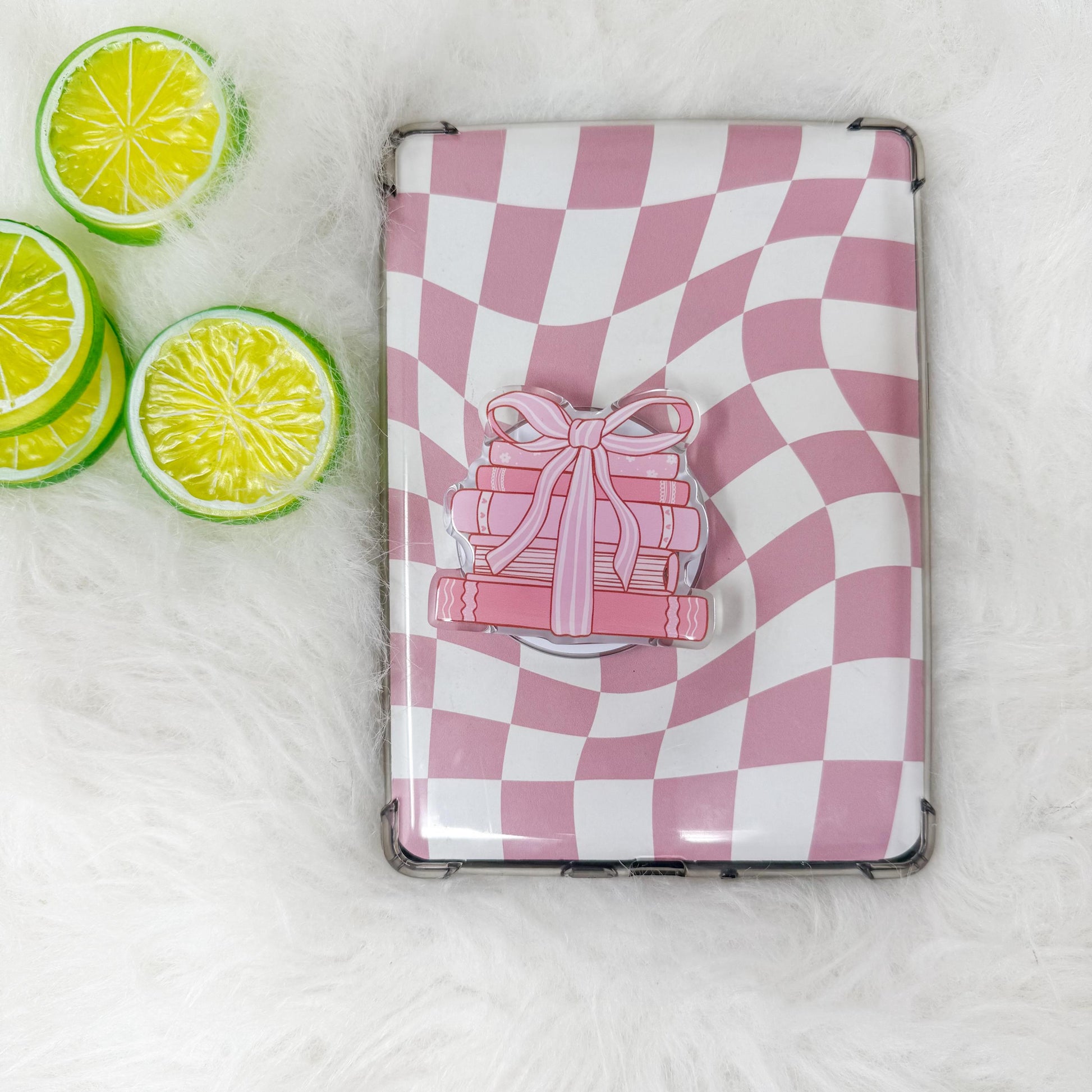 Coquette Cute Bookstack Book Stack Pink Ribbon Magnetic MagSafe Kindle Grip | Pop Grip | Kindle Accessories | Phone Grip | E-reader Grip