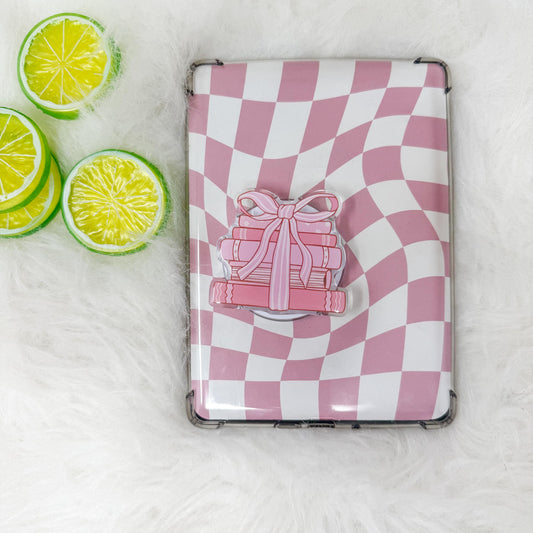 Coquette Cute Bookstack Book Stack Pink Ribbon Magnetic MagSafe Kindle Grip | Pop Grip | Kindle Accessories | Phone Grip | E-reader Grip