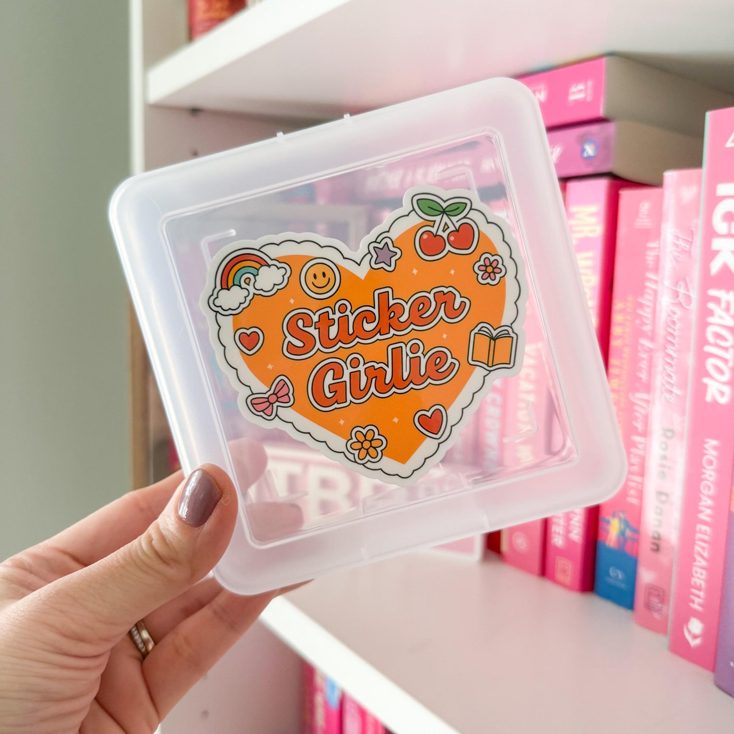 Sticker Girlie Heart Storage Box | Kindle Stickers Holder | Sticker Storage Box | Sticker Box | Gift for Book Lover | Organizer for Stickers