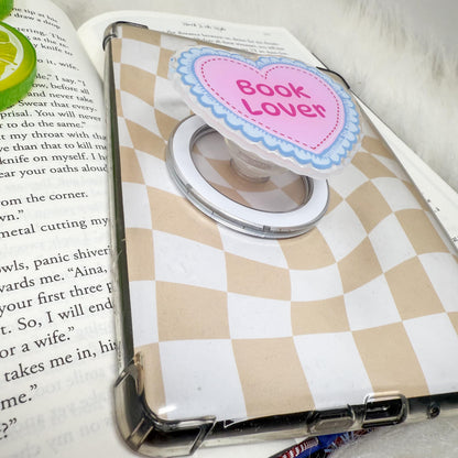 Book Lover Coquette Pink Blue Ruffles Heart Magnetic MagSafe Kindle Grip | Pop Grip | Kindle Accessories | MagSafe Kindle Grip | Phone Grip