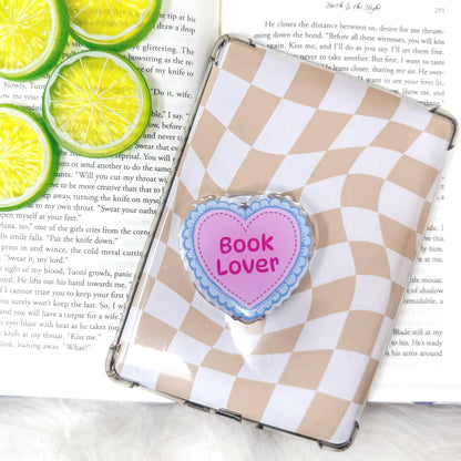 Book Lover Coquette Pink Blue Ruffles Heart Magnetic MagSafe Kindle Grip | Pop Grip | Kindle Accessories | MagSafe Kindle Grip | Phone Grip