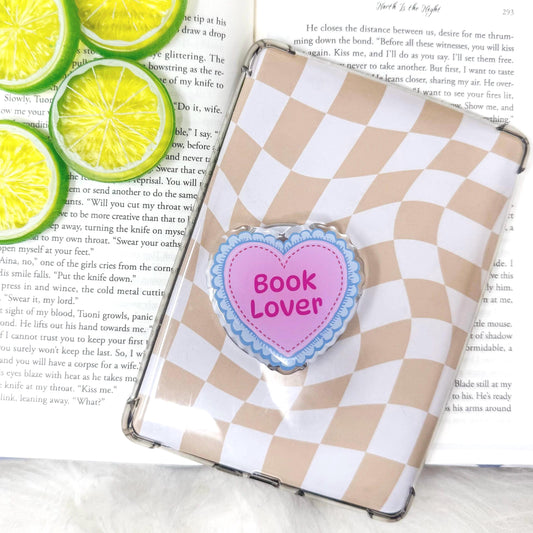 Book Lover Coquette Pink Blue Ruffles Heart Magnetic MagSafe Kindle Grip | Pop Grip | Kindle Accessories | MagSafe Kindle Grip | Phone Grip