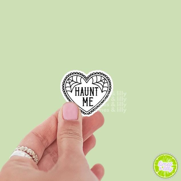 Haunt Me Coquette Ruffle Heart Vinyl Sticker | Water Bottle Sticker | Trendy Stickers | Kindle Stickers | Halloween Stickers | Fall
