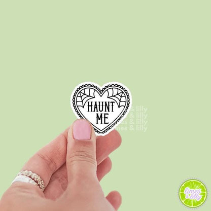 Haunt Me Coquette Ruffle Heart Vinyl Sticker | Water Bottle Sticker | Trendy Stickers | Kindle Stickers | Halloween Stickers | Fall