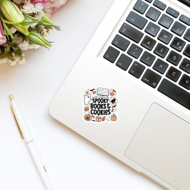 Spooky Books and Cookies Vinyl Sticker | Water Bottle Sticker | Bookish Stickers | Kindle Stickers | Halloween Stickers | Sugar Cookies