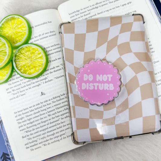 Do Not Disturb Pink Scallop Circle Magnetic MagSafe Kindle Grip | Pop Grip | Kindle Accessories | MagSafe Kindle Grip | Phone Grip