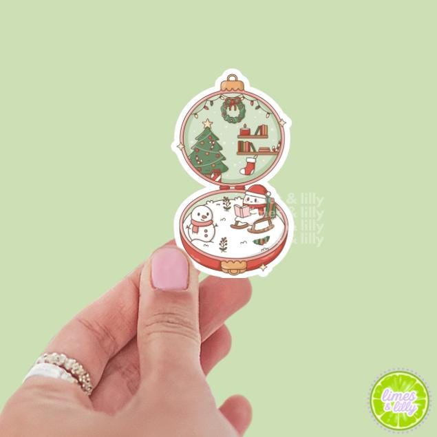 Christmas Time Festive Polly House Vinyl Sticker | Christmas Stickers | Holiday Stickers | Kindle Stickers | Water Bottle Stickers