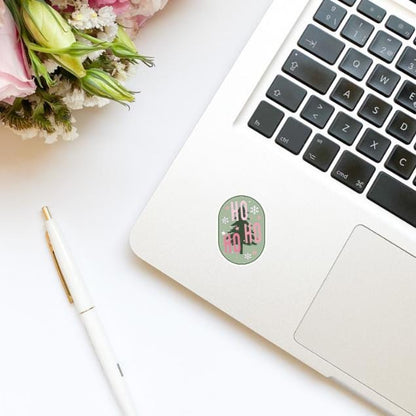 Ho Ho Ho Christmas Tree Pink and Green Vinyl Sticker | Christmas Stickers | Holiday Stickers | Kindle Stickers | Water Bottle Stickers