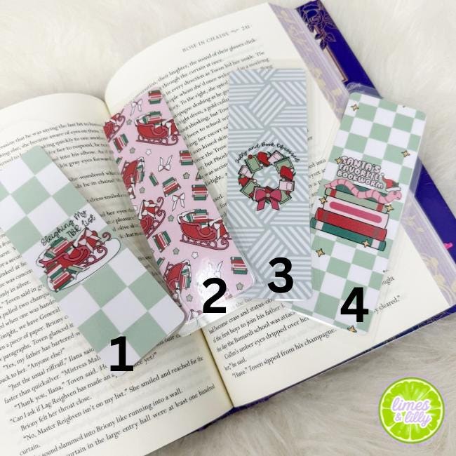 Christmas Bookish Bookmarks | Holiday Reading Bookmark Set | Sleighing My TBR List | Santa’s Favorite Bookworm | Cozy Reader Gift