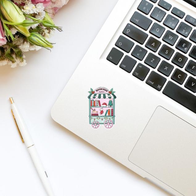Bookmas Express Mobile Book Cart Vinyl Sticker | Christmas Stickers | Holiday Stickers | Kindle Stickers | Water Bottle Stickers