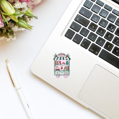 Bookmas Express Mobile Book Cart Vinyl Sticker | Christmas Stickers | Holiday Stickers | Kindle Stickers | Water Bottle Stickers
