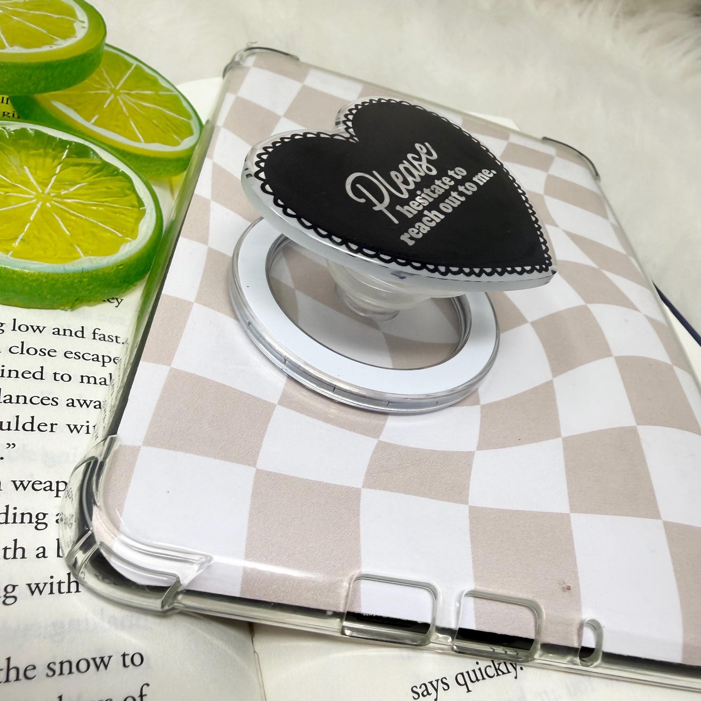 Please Hesitate to Reach Out to Me Heart Magnetic MagSafe Kindle Grip | MagSafe Grip | Kindle Accessories | Phone Grip | E-reader Grip | Pop