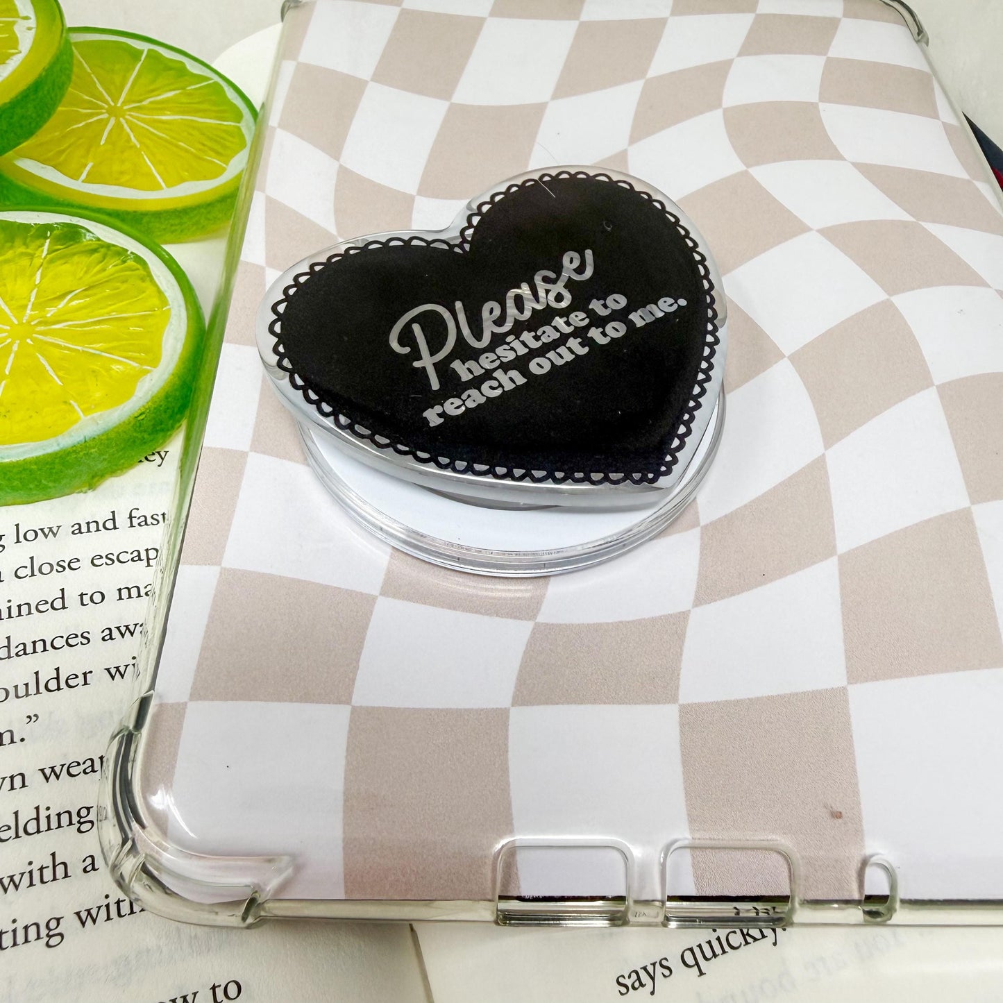 Please Hesitate to Reach Out to Me Heart Magnetic MagSafe Kindle Grip | MagSafe Grip | Kindle Accessories | Phone Grip | E-reader Grip | Pop