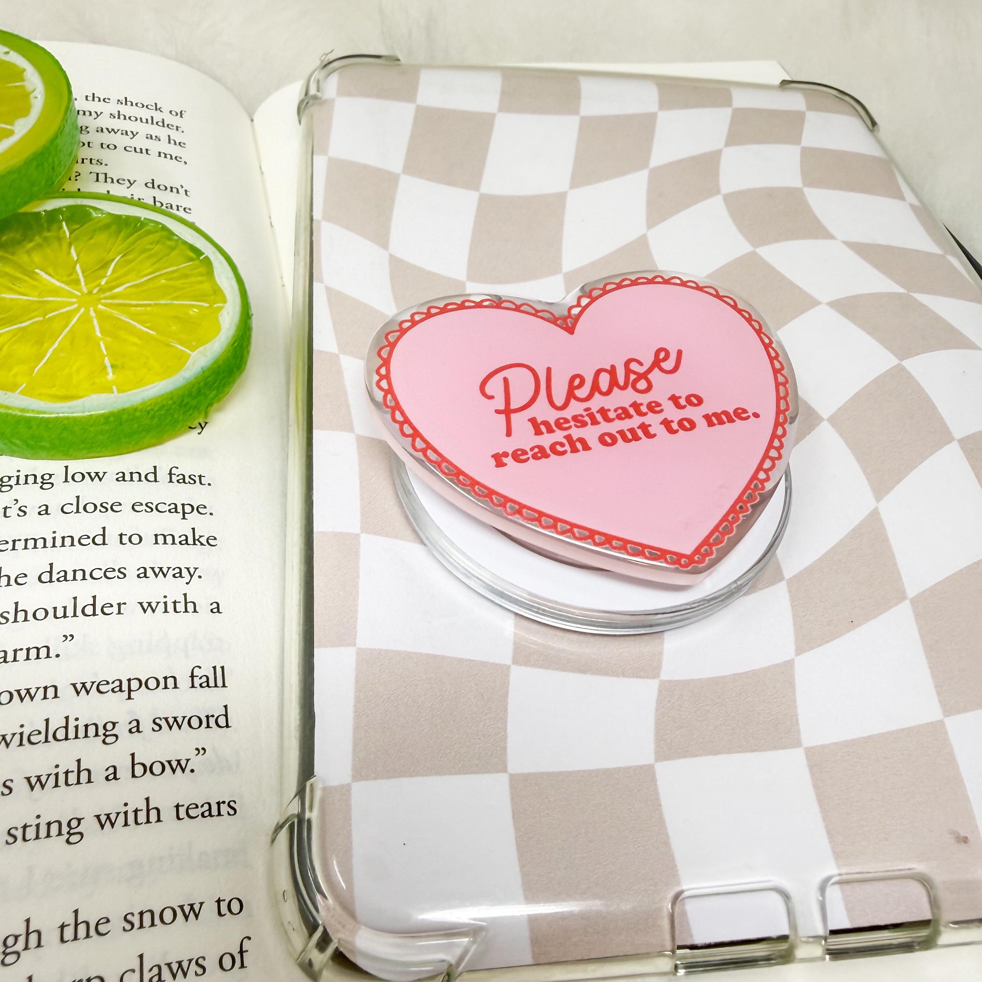 Please Hesitate to Reach Out to Me Heart Magnetic MagSafe Kindle Grip | MagSafe Grip | Kindle Accessories | Phone Grip | E-reader Grip | Pop