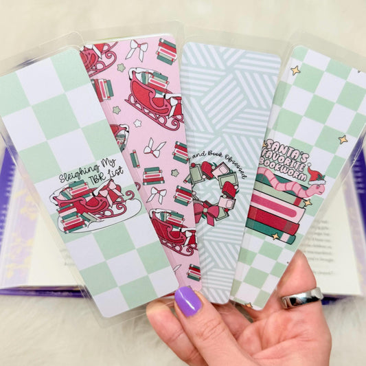 Christmas Bookish Bookmarks | Holiday Reading Bookmark Set | Sleighing My TBR List | Santa’s Favorite Bookworm | Cozy Reader Gift