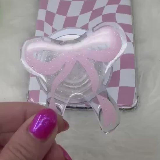 Pink Bow Magnetic Kindle Grip | Kindle Case Grip | Kindle Accessories | Phone Grip | Coquette Bow | MagSafe Kindle Grip | MagSafe Phone Grip