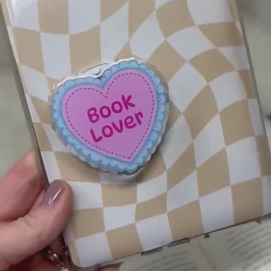 Book Lover Coquette Pink Blue Ruffles Heart Magnetic MagSafe Kindle Grip | Pop Grip | Kindle Accessories | MagSafe Kindle Grip | Phone Grip