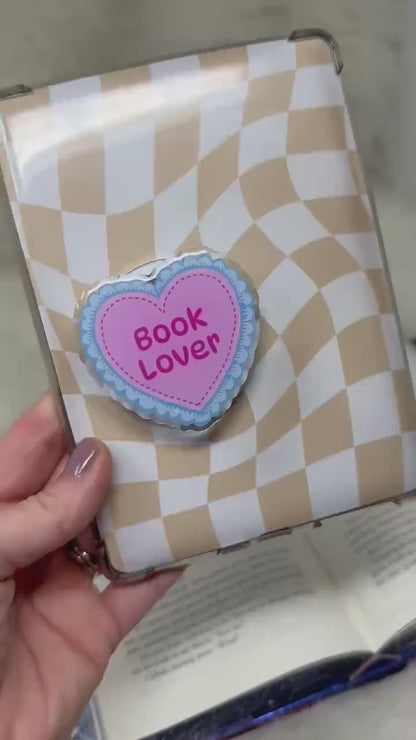Book Lover Coquette Pink Blue Ruffles Heart Magnetic MagSafe Kindle Grip | Pop Grip | Kindle Accessories | MagSafe Kindle Grip | Phone Grip