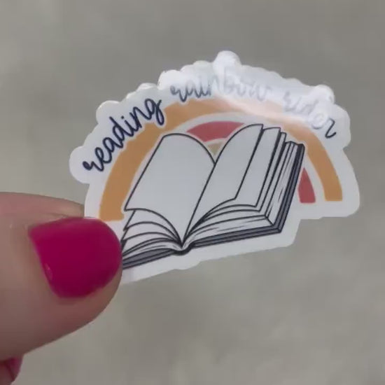 Reading Rainbow Rider Book Sticker | Book Sticker | Girly | Water Bottle Sticker | Bookish Stickers | Kindle Sticker | Book Lover