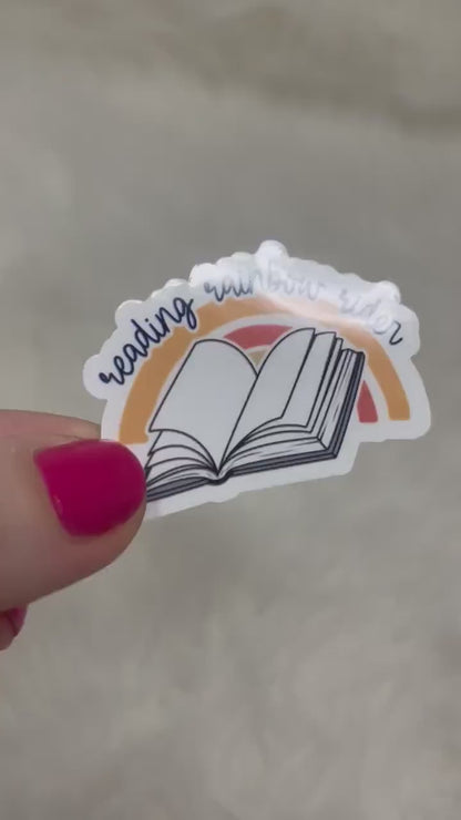 Reading Rainbow Rider Book Sticker | Book Sticker | Girly | Water Bottle Sticker | Bookish Stickers | Kindle Sticker | Book Lover