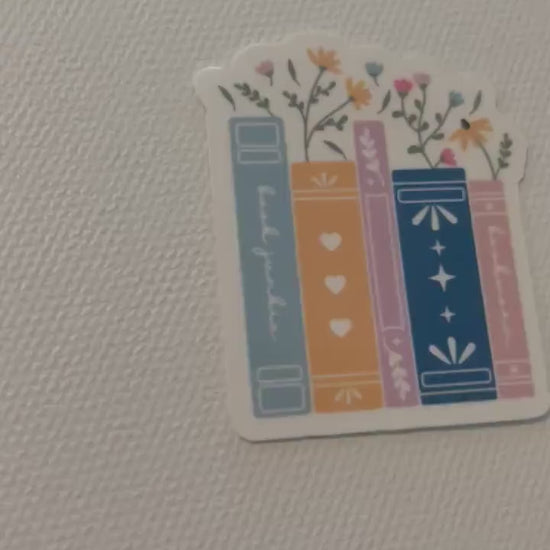 Book junkie book stack sticker, book stickers, kindle, laptop, bookstagram, spicy romance bookish sticker, spring stickers, cute sticker